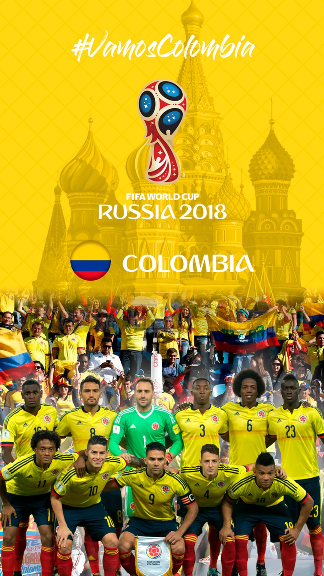Colombia National Team HD Wallpaper For iPhone with resolution 1080x1920 pixel. You can make this wallpaper for your Mac or Windows Desktop Background, iPhone, Android or Tablet and another Smartphone device